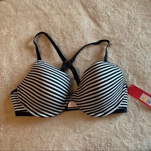36C Black and White Striped Razorback Bra
